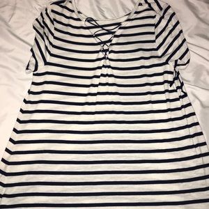 blue and white striped tunic